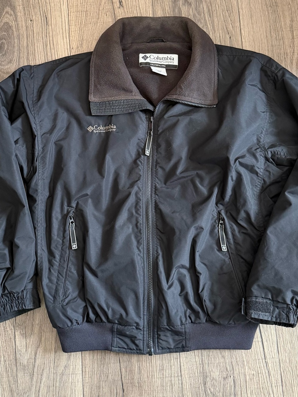 Vintage 90s Columbia Falmouth Bomber Jacket Fleece Lined Windbreaker Black, M